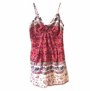 Japana Front Knotted Keyhole Floral Romper NWT